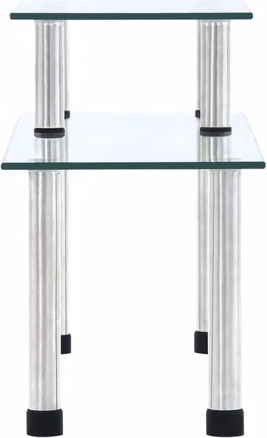 Berkfield Home Transparent Tempered Glass Kitchen Shelf with Silver Metal Frame, W/D/H: 45 x 16 x 26 cm