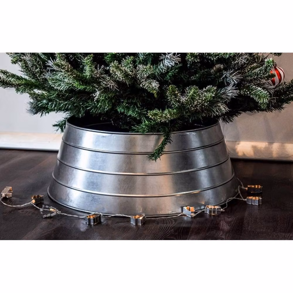 Lemon Pavilion Furniture and Decor Round Metal Christmas Tree Skirt in Grey, W67 x D67 x H26 cm – 3