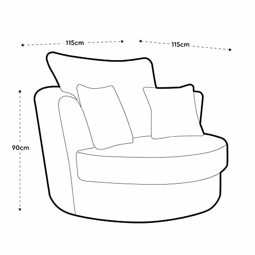 Abakus Direct Brown Jumbo Cord Swivel Tub Armchair, W/D/H: 115 x 115 x 90 cm – 2