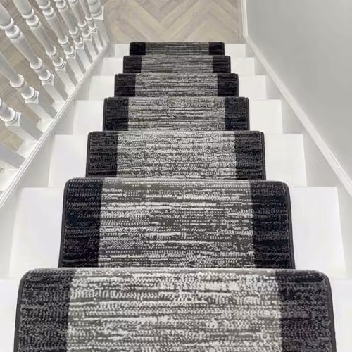 runrug Soft and Durable Machine Woven Stair Runner in Grey, W: 70 cm, L: 600 cm – 4