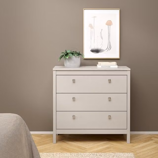 Furniture To Go Madrid 3 Drawer Chest in White and Cashmere