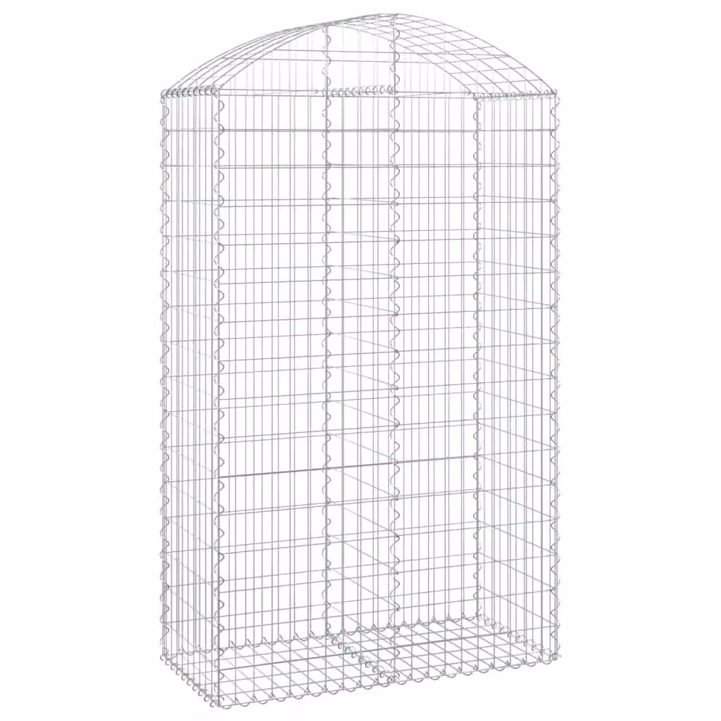Berkfield Home Arched Gabion Basket in Silver Galvanised Steel, W: 100 cm, D: 50 cm, H: 160-180 cm – 1