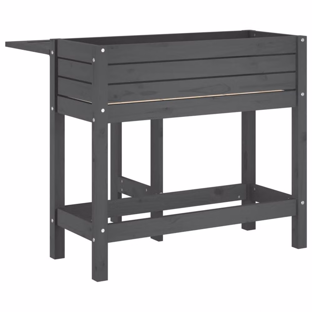 Berkfield Home Beautiful Garden Planter with Folding Tabletop in Grey Solid Pine Wood W/D/H: 75 x 73 x 73 cm – 5