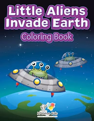 Kreative Kids Little Aliens Invade Earth Colouring Book, Multicolour, H: 27.94 cm, W: 21.59 cm