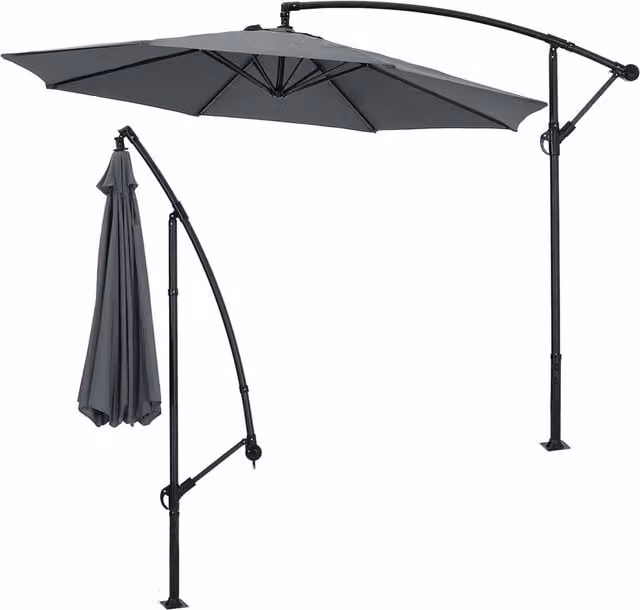 Lifeideas 3m Cantilever Garden Parasol with Crank in Dark Grey