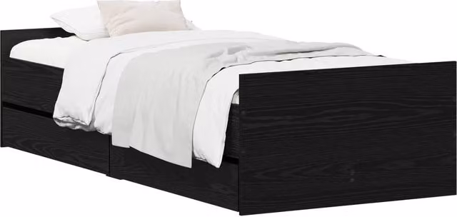 Berkfield Home Modern Bed Frame in Black Oak, W/D/H: 90 x 200 cm, Engineered Wood – 1