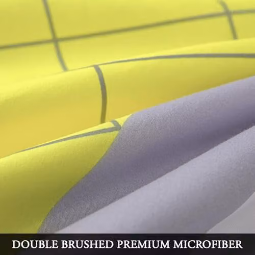 Lazzaro Double Duvet Cover and Pillowcase Set, Yellow Brushed Microfibre, W/D/H: 200 x 200 cm – 4