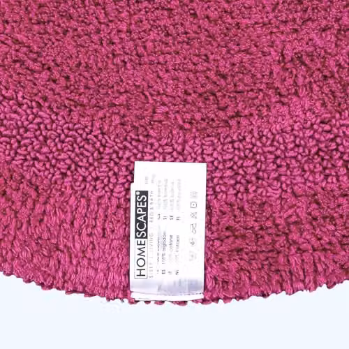 Homescapes Round Cotton Bath Mat in Raspberry, Diameter: 80 cm – 2