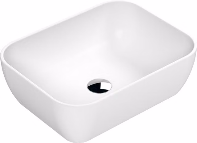 Balterley Ceramic Soft Square Countertop Bathroom Basin, Matt White, W: 45.5 cm, D: 32.5 cm, H: 13.5 cm