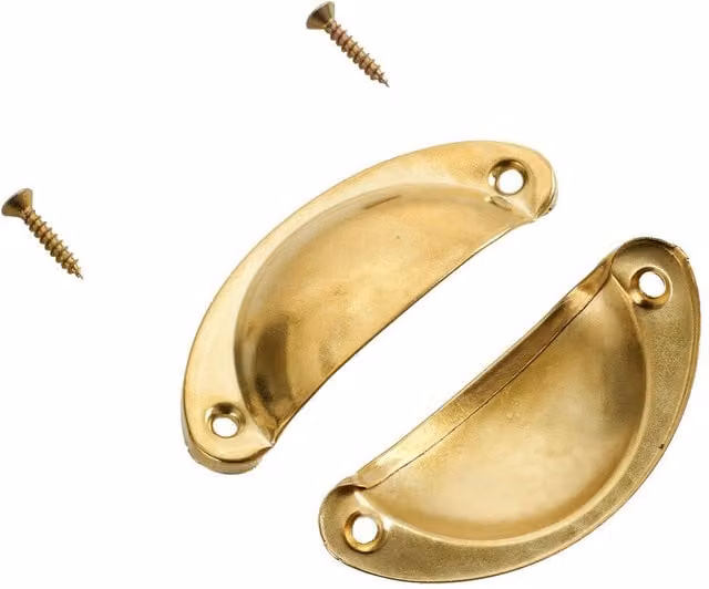 Living and Home 2-Piece Polished Gold Iron-Nickel Alloy Shell Cup Pull Handles for Cabinets and Drawers – 1