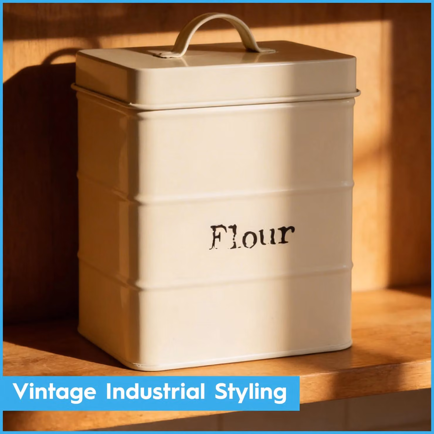 Harbour Housewares Airtight Metal Flour Storage Canister in Beige – 5