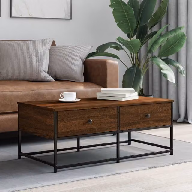 Berkfield Home Brown Oak Coffee Table, W/D/H: 100 x 51 x 40 cm