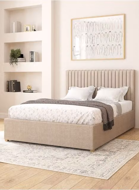 Aspire Grant Electric Adjustable Bed with Pocket Sprung Mattress, Upholstered in Eire Linen Fabric, Sand/Beige, King Size (180 x 200 cm)