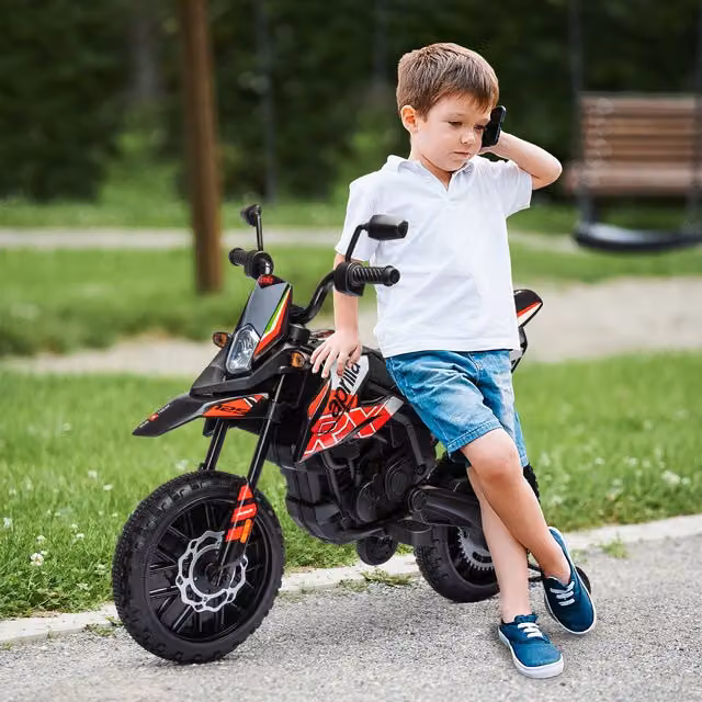 AIYAPLAY 12V Aprilia Electric Kids Motorbike with Training Wheels, Red