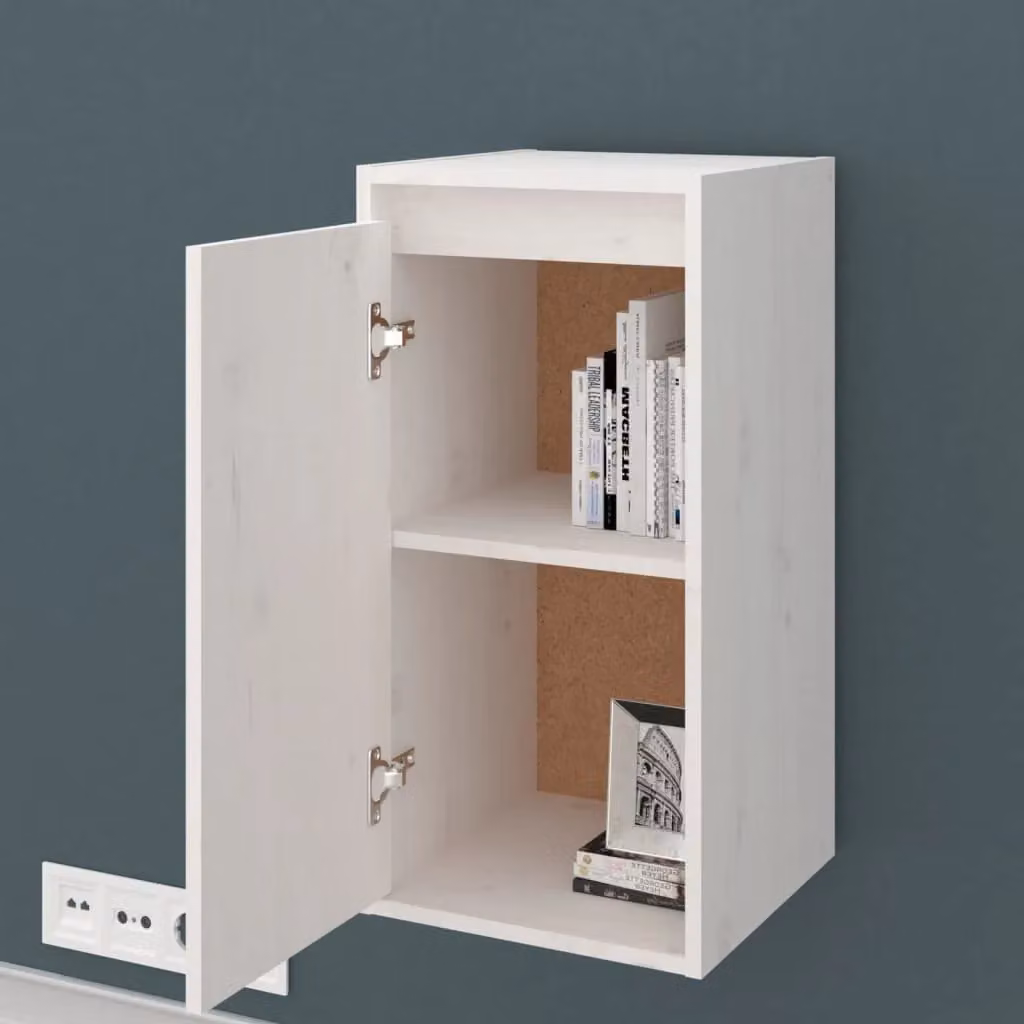 Berkfield Home Set of 2 White Solid Wood Pine Wall Cabinets, W/D/H: 30 x 30 x 60 cm – 4