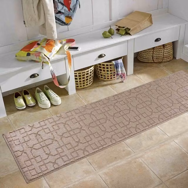 RugsbyDesire Beige and Bronze Modern Graphic Rectangular Runner, Machine Washable and Non-Slip, W: 80 cm x L: 300 cm