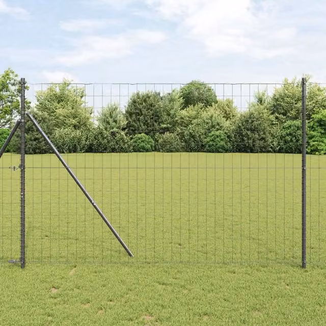 Berkfield Home Euro Fence Grey PVC-Coated Steel Fencing, H: 1.6 m x W: 10 m