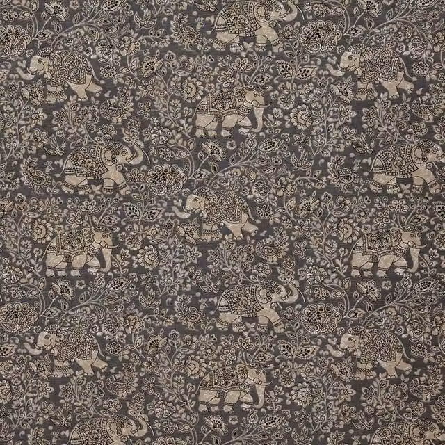 iLiv Indira Charcoal Grey Ethnic Cotton Fabric Panel