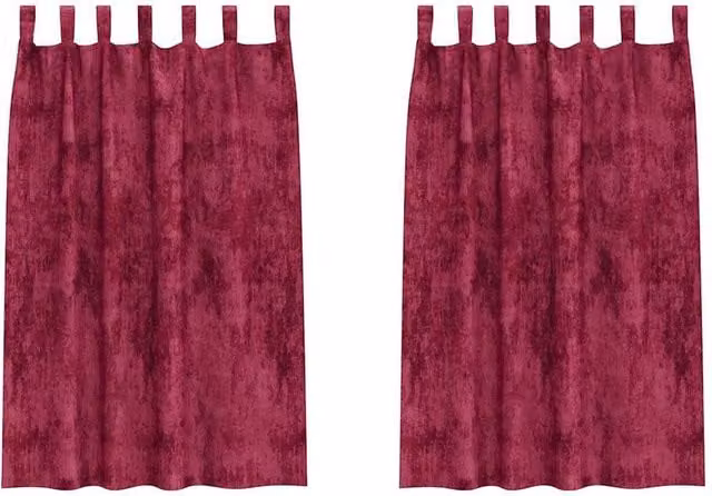 Berkfield Home Velvet Eyelet Curtains, 2 Pack, Red, H 175 cm x W 140 cm – 1