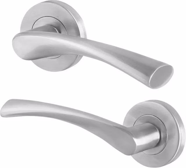 AFIT Satin Nickel Internal Lever Door Handles with Rose, Silver, 1 Pair