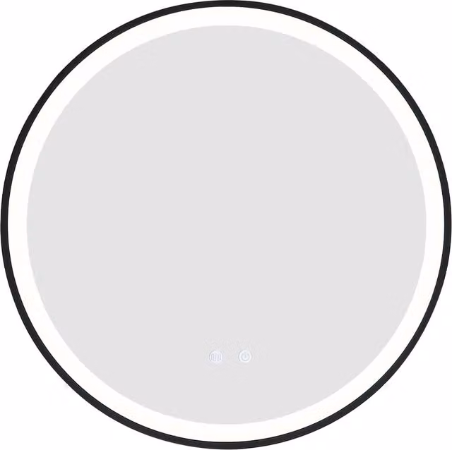 KOMORE Round Black LED Wall Mirror with Touch Controls, Diameter: 60 cm