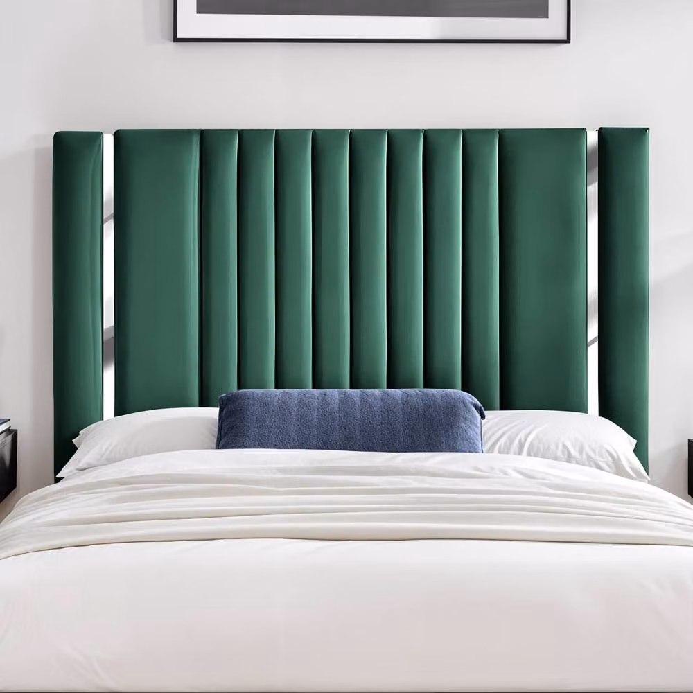 UK Bed Furniture Valencia Upholstered Velvet Slatted Base Bed in Green, W/D/H: 120 x 200 cm – 2