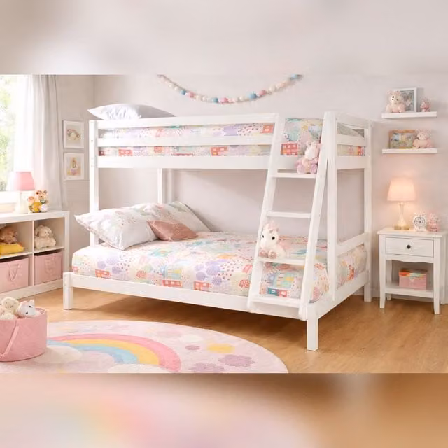 Comfy Living Ltd Solid Wood Triple Bunk Bed in White or Grey