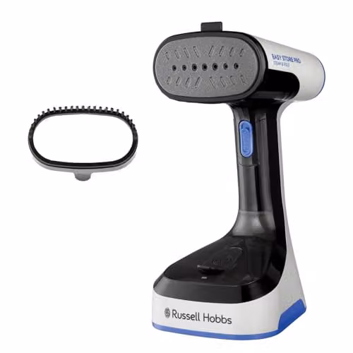 Russell Hobbs Steam Genie Easy Store Handheld Clothes Steamer, 1500W, Foldable, Black, White or Blue – 1