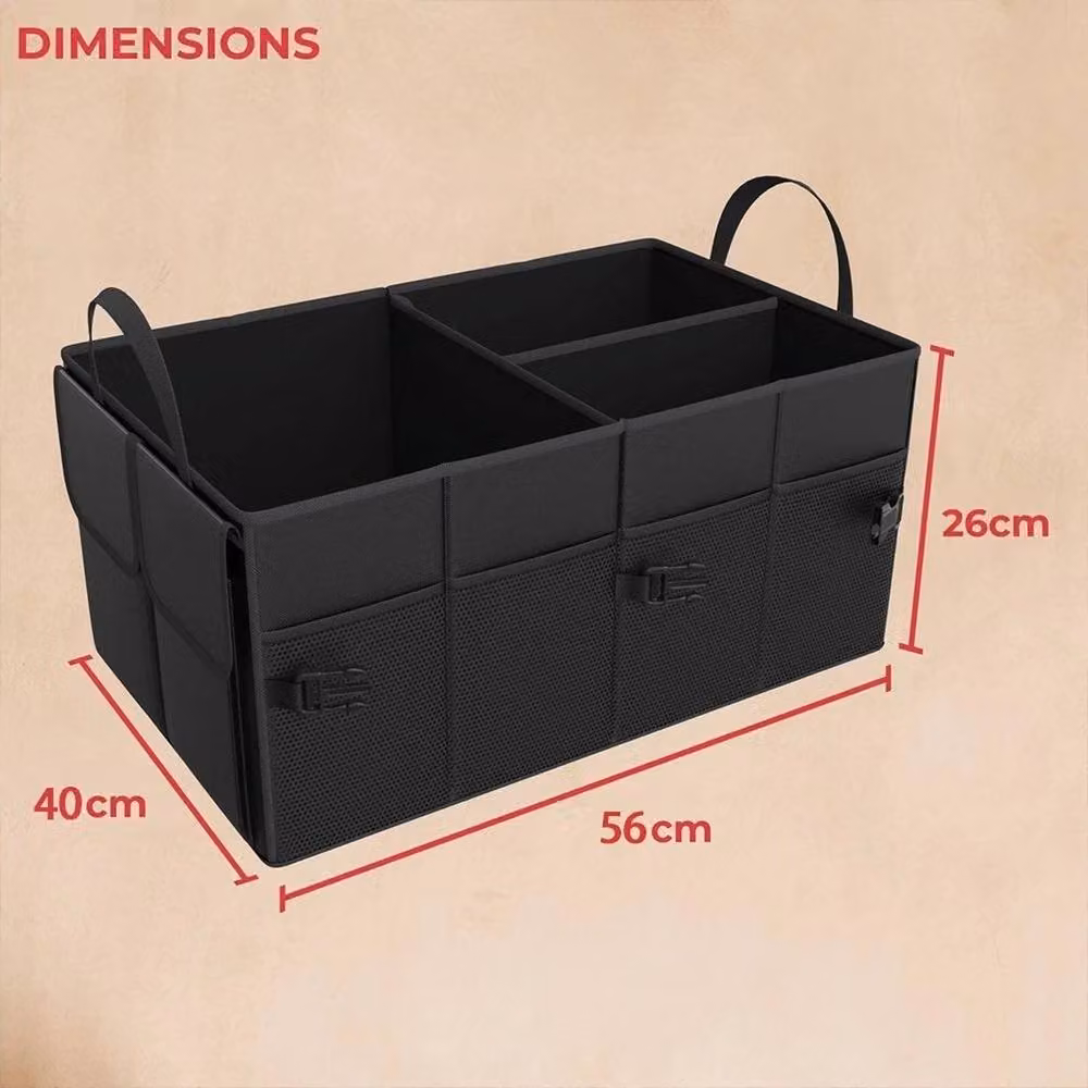 VOGREX Foldable Large Car Boot Storage Organiser and Tools Holder, Black, W: 40.0 cm, D: 26.0 cm, H: 56.0 cm – 2