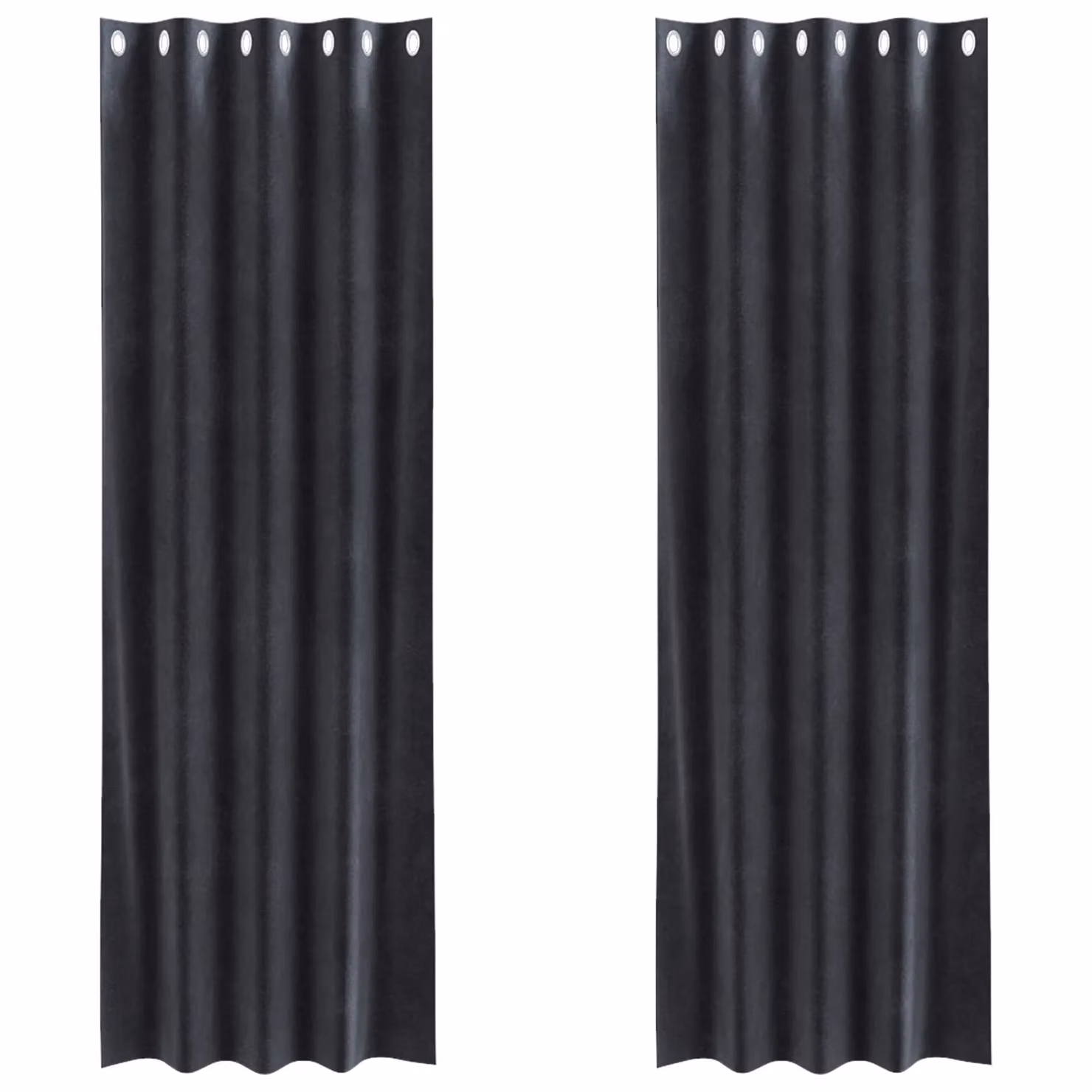 Berkfield Home Dark Grey Velvet Blackout Curtains with Eyelets, 2 Pack, W: 140 cm, H: 225 cm – 2