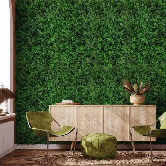 Livingandhome Pentaweed Artificial Green Plastic Plant Wall Panel and Hedge