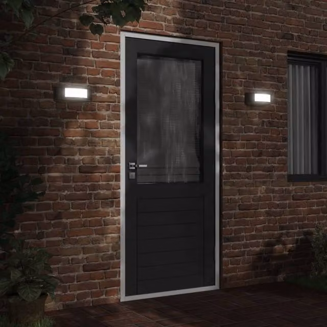 Berkfield Home Black Stainless Steel Outdoor Wall Lights, Pack of 2
