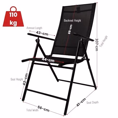 Samuel Alexander Multi Position Reclining Folding Garden Chair in Black – 8