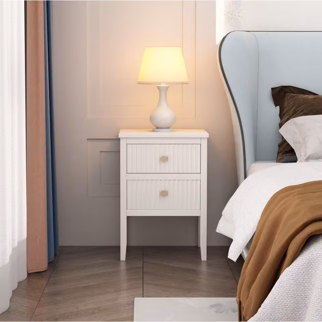 Cabinet Bits Bellaria 2 Drawer Bedside Table in White – 1