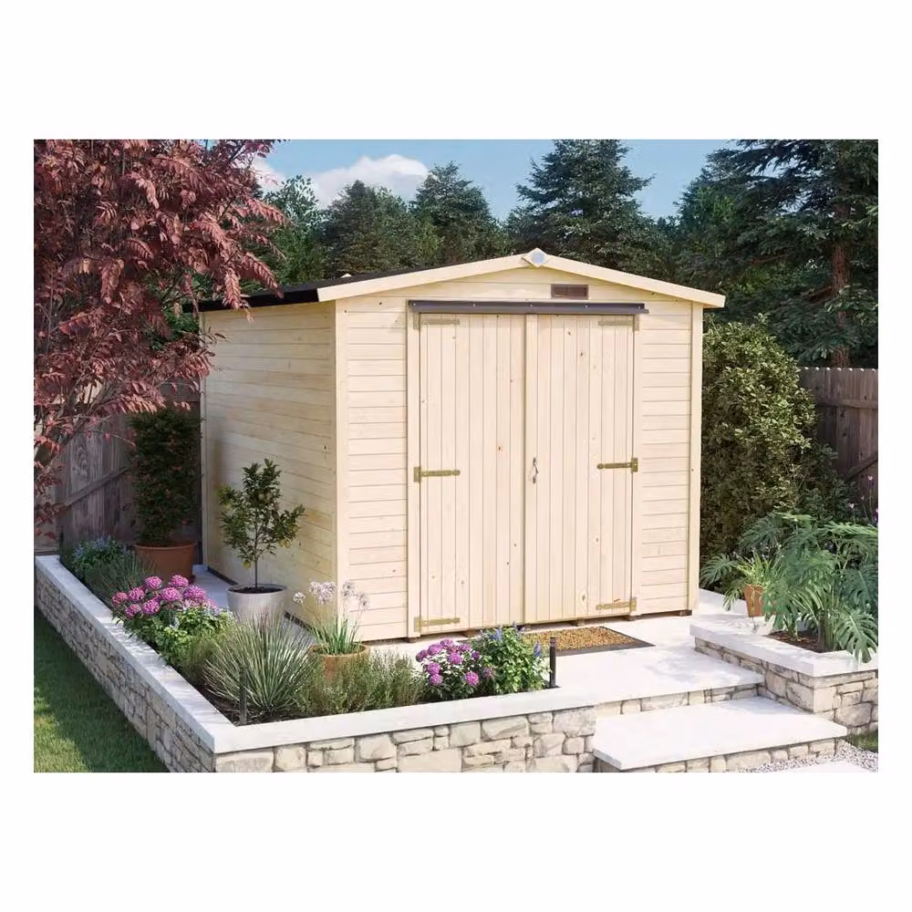 Dunster House Tubby Log Cabin Work Shed in Natural Wood with Superfelt Roof, W: 3.0 m, D: 2.4 m – 3