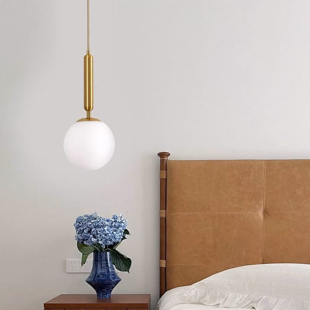 COMELY Vintage Gold Sphere Glass and Metal Pendant Ceiling Light with Height Adjustable Suspension – 2