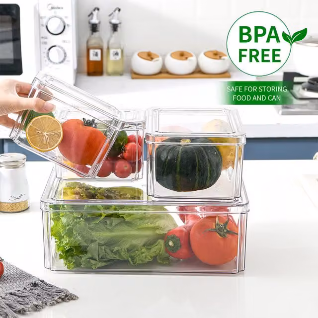 Livingandhome Transparent Stackable Plastic Fridge Food Storage Boxes, 1.2 l to 6 l