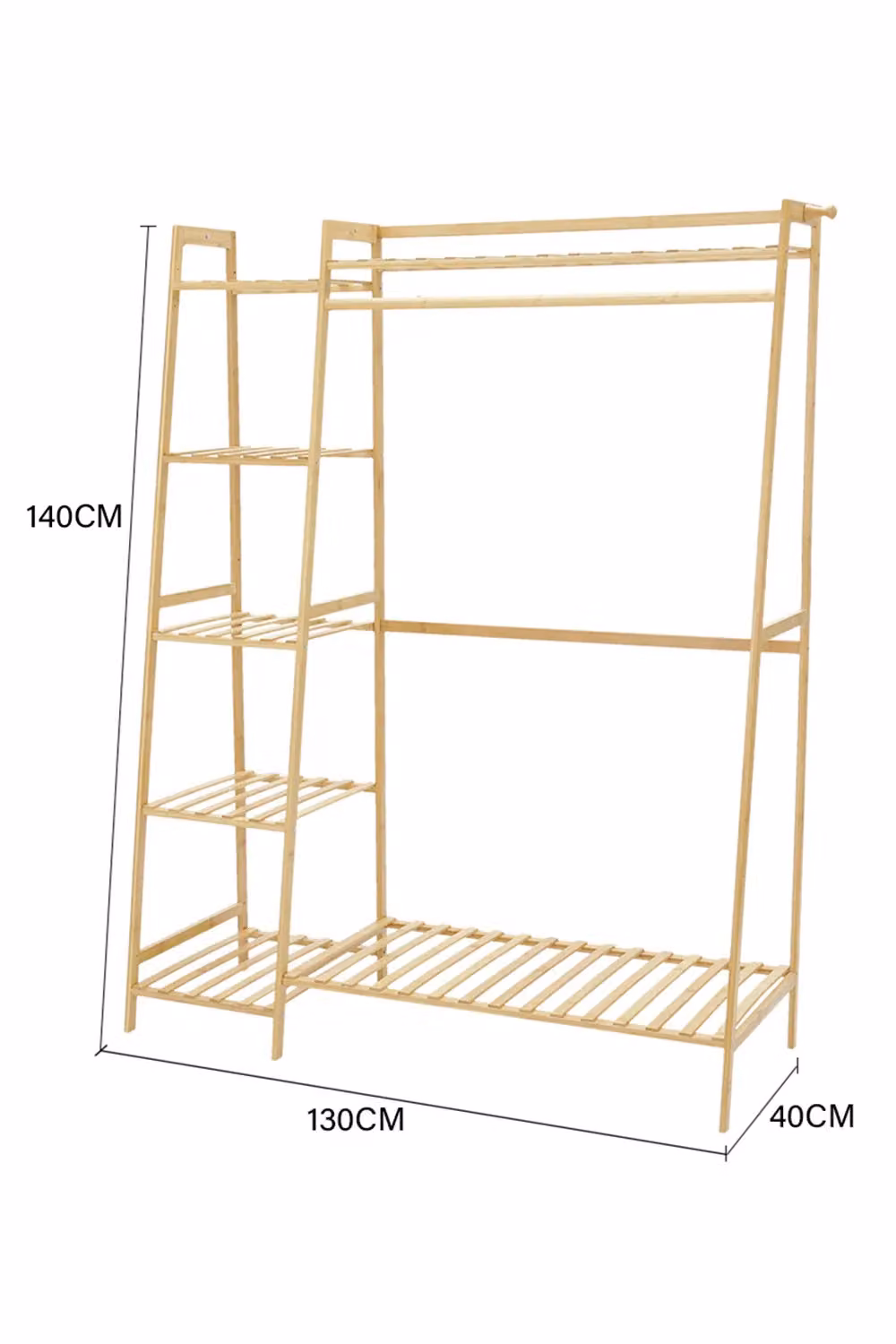 Livinandhome 7 Tier Bamboo Garment Clothes Rack and Storage Shelf in Natural – 3