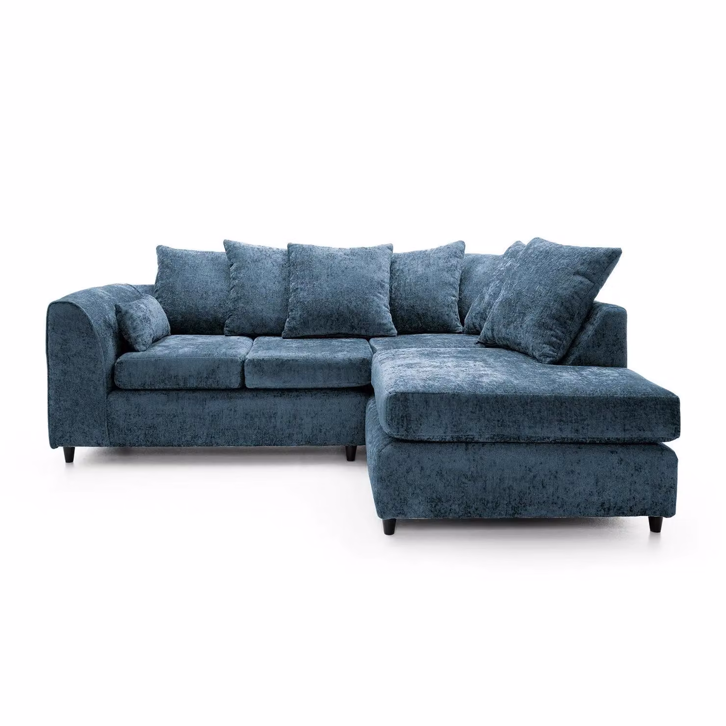 Abakus Direct Harriet Right Facing Corner Sofa in Dark Blue Crushed Chenille – 2