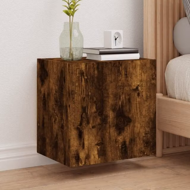 Berkfield Home Wall Mounted TV Cabinet in Smoked Oak Brown, W: 40.5 cm, D: 30 cm, H: 40 cm – 1