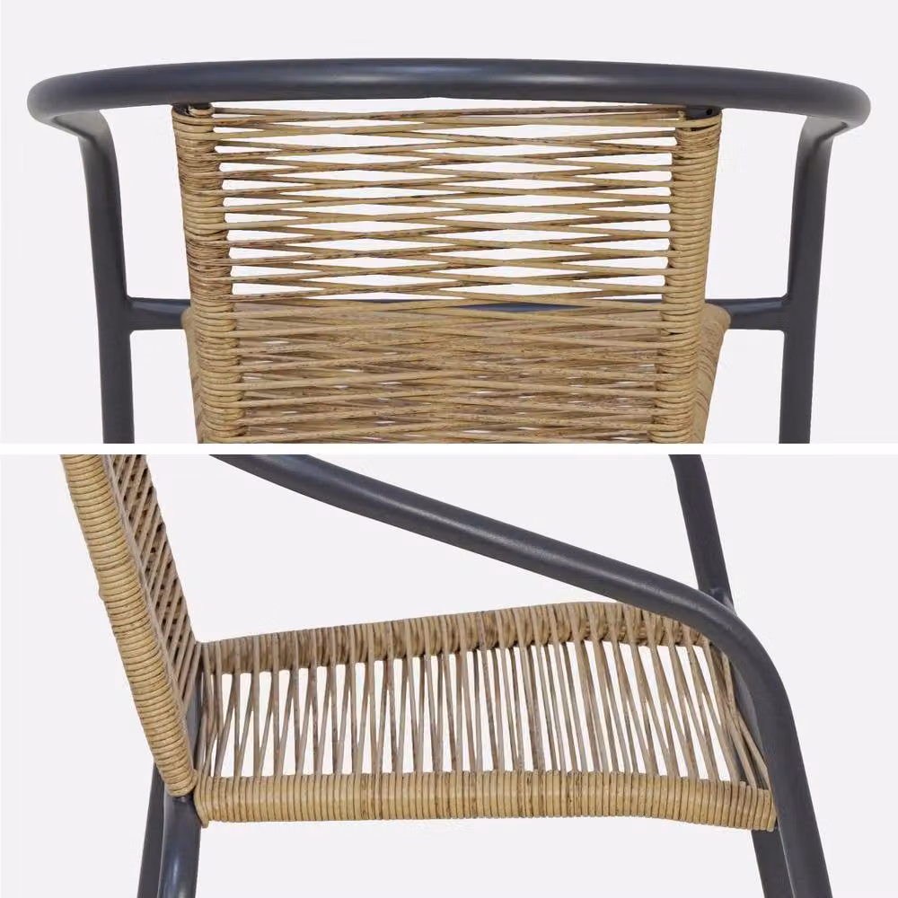 sweeek Set of 4 Modern Garden Armchairs in Matt Dark Grey Steel and Resin – 3