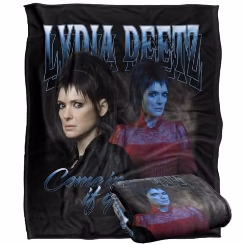LOGOVISION Beetlejuice 2 Lydia Homage Super Soft Fleece Throw Blanket, White and Multicolour, W: 152 cm, D: 127 cm – 1