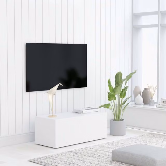 Berkfield Home White TV Cabinet in Engineered Wood W/D/H: 80 x 34 x 30 cm