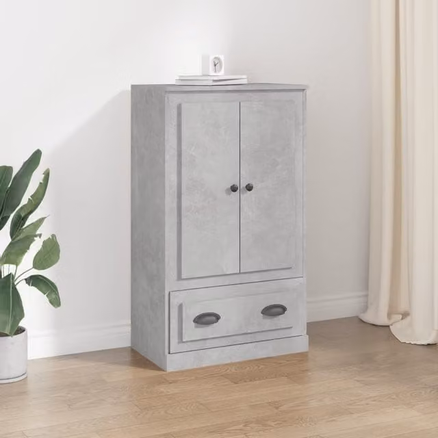 Berkfield Home Highboard in Concrete Grey, W/D/H: 60 x 35.5 x 103.5 cm