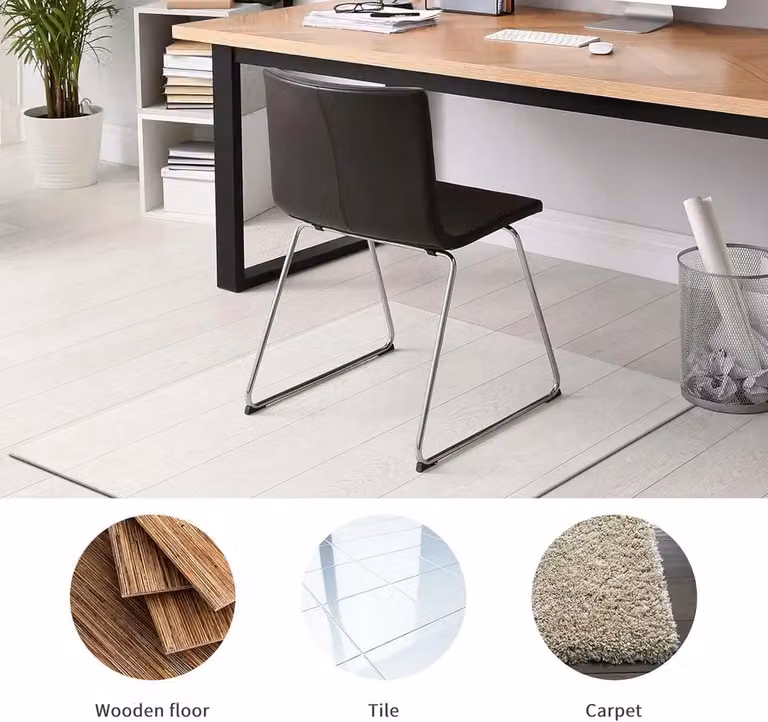 Costway Transparent PVC Chair Mat for Hardwood Floors, W/D: 120 x 120 cm