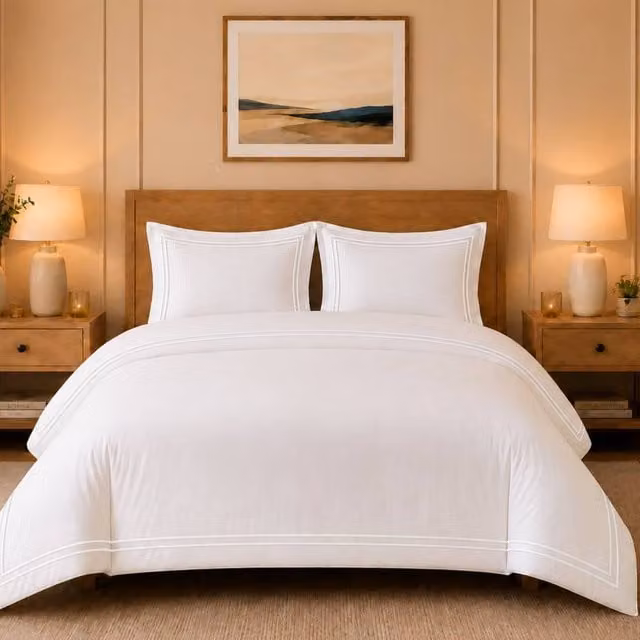 Grace TC800 100% Cotton Mako Sateen Oxford Duvet Cover and Pillowcase Set with Button Closure, White, 200 x 200 cm – 1