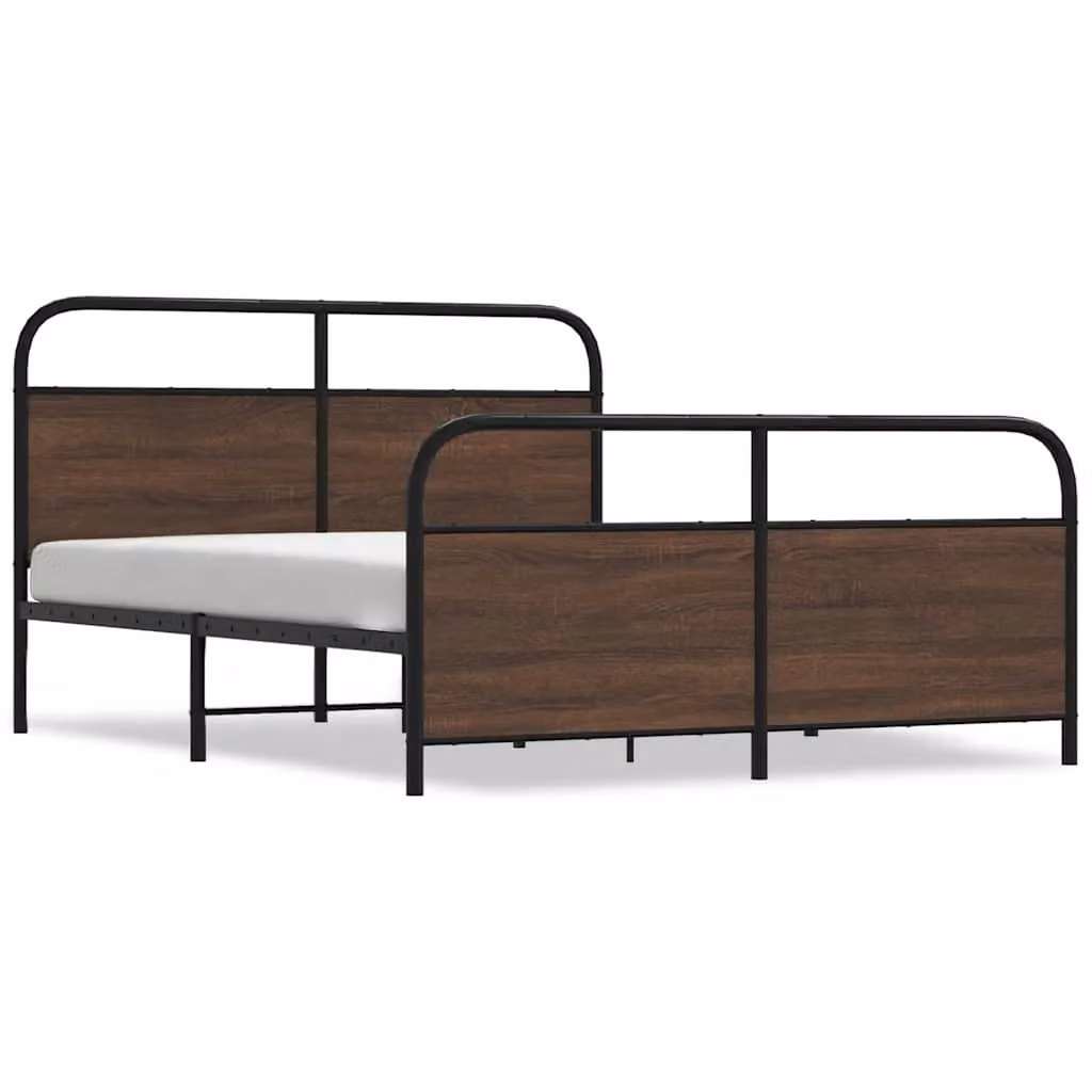 Berkfield Home Metal Bed Frame in Brown Oak, W: 160 cm, D: 200 cm – 2