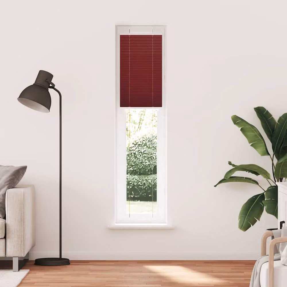 Berkfield Home Single Pleat Polyester Blind in Bordeaux Red, W: 45 cm, H: 200 cm – 3