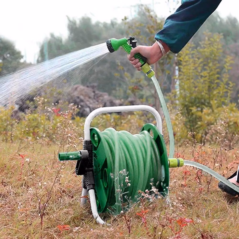 VOGREX Portable Green Freestanding Garden Hose Reel Trolley Cart – 5