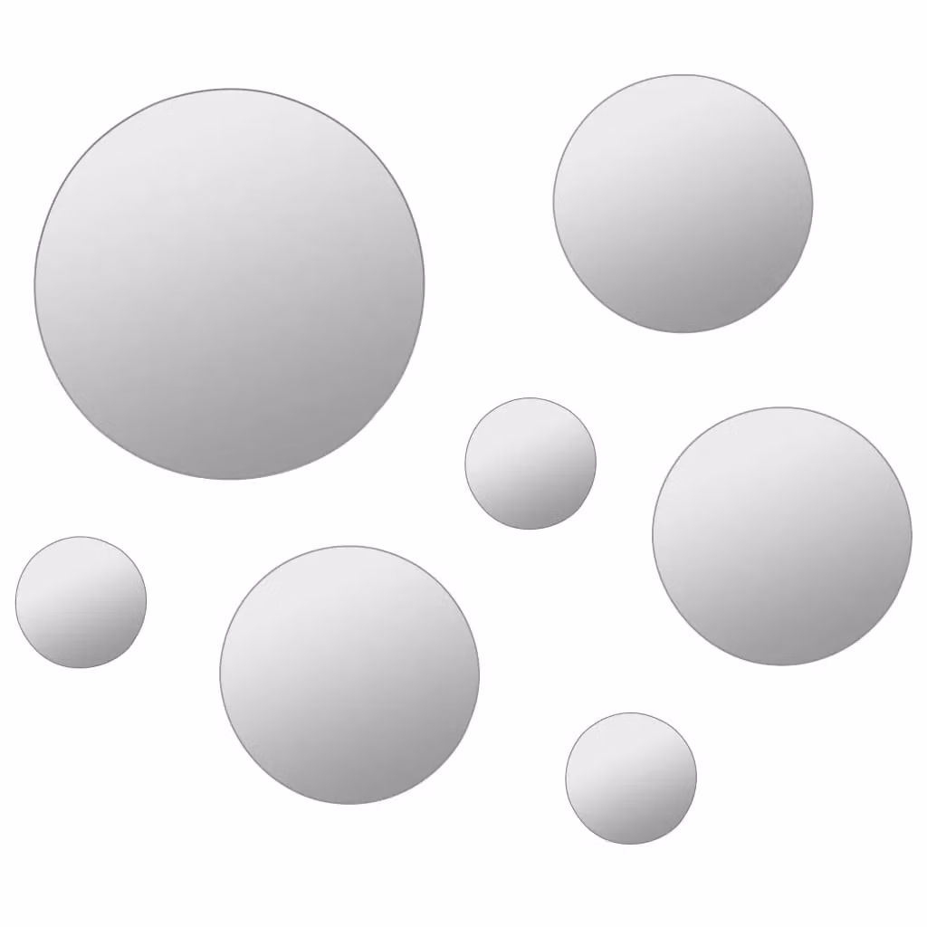Berkfield Home 7 Piece Round Glass Wall Mirror Set in Silver – 2